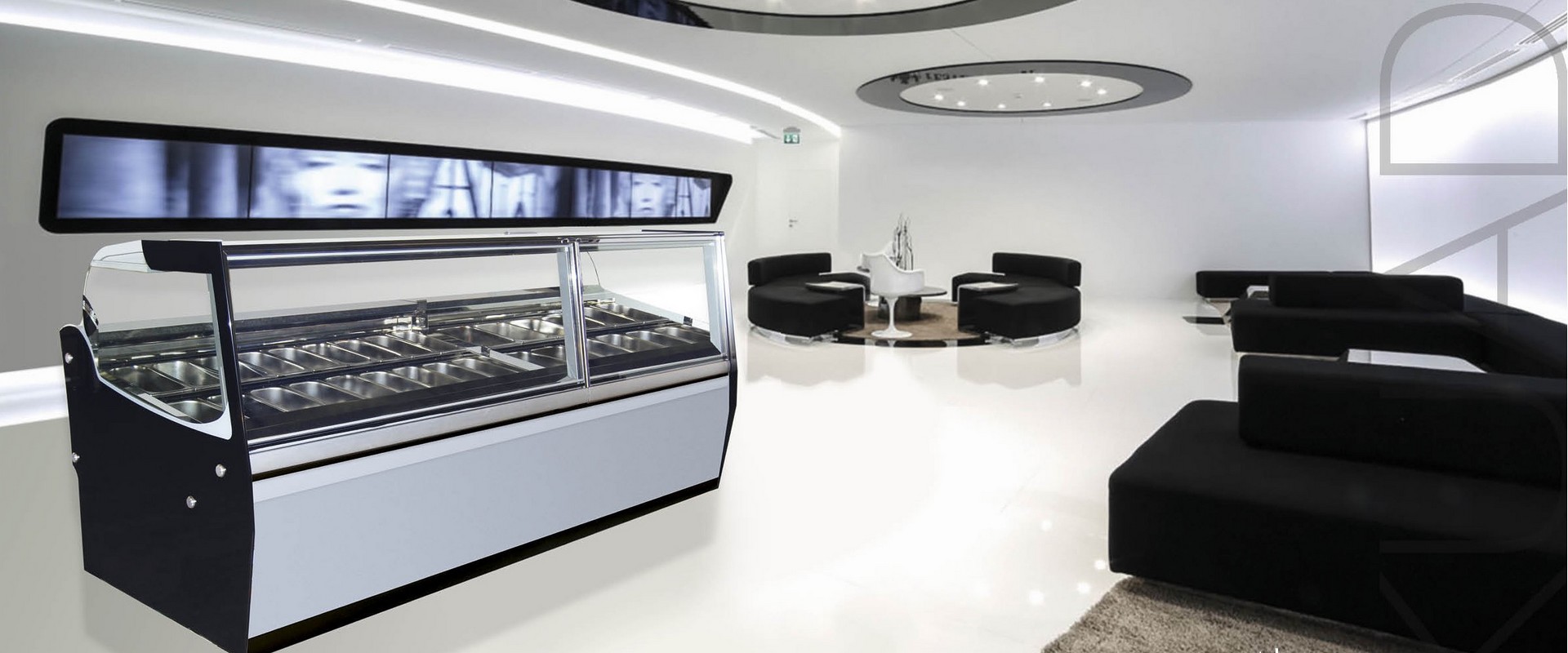 Vetrina gelato Kuadra in ambiente moderno